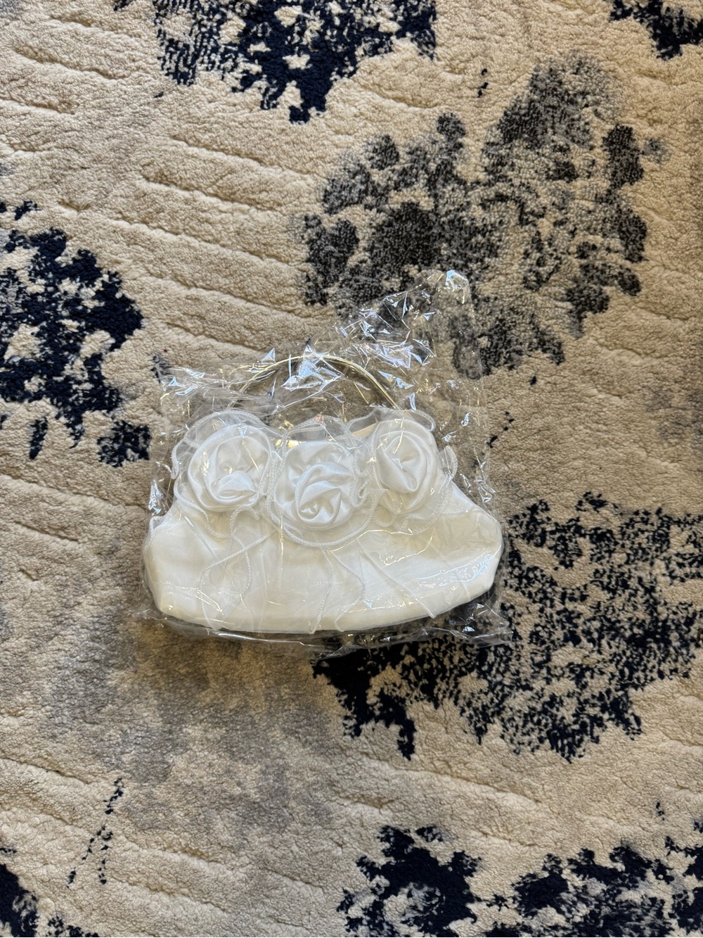 White Floral Rosette Evening Clutch